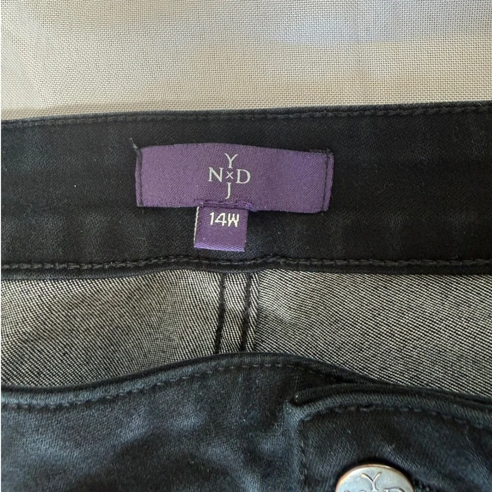 NYDJ Womens Marilyn Straight Leg Denim Jeans 14W Black Stretch Casual Workwear